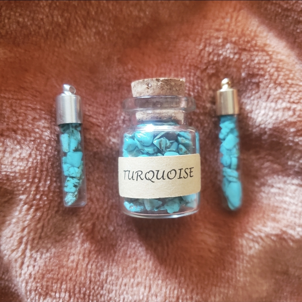 Limited edition turquoise moonwater necklace 18in chain by mamabearbydanielle